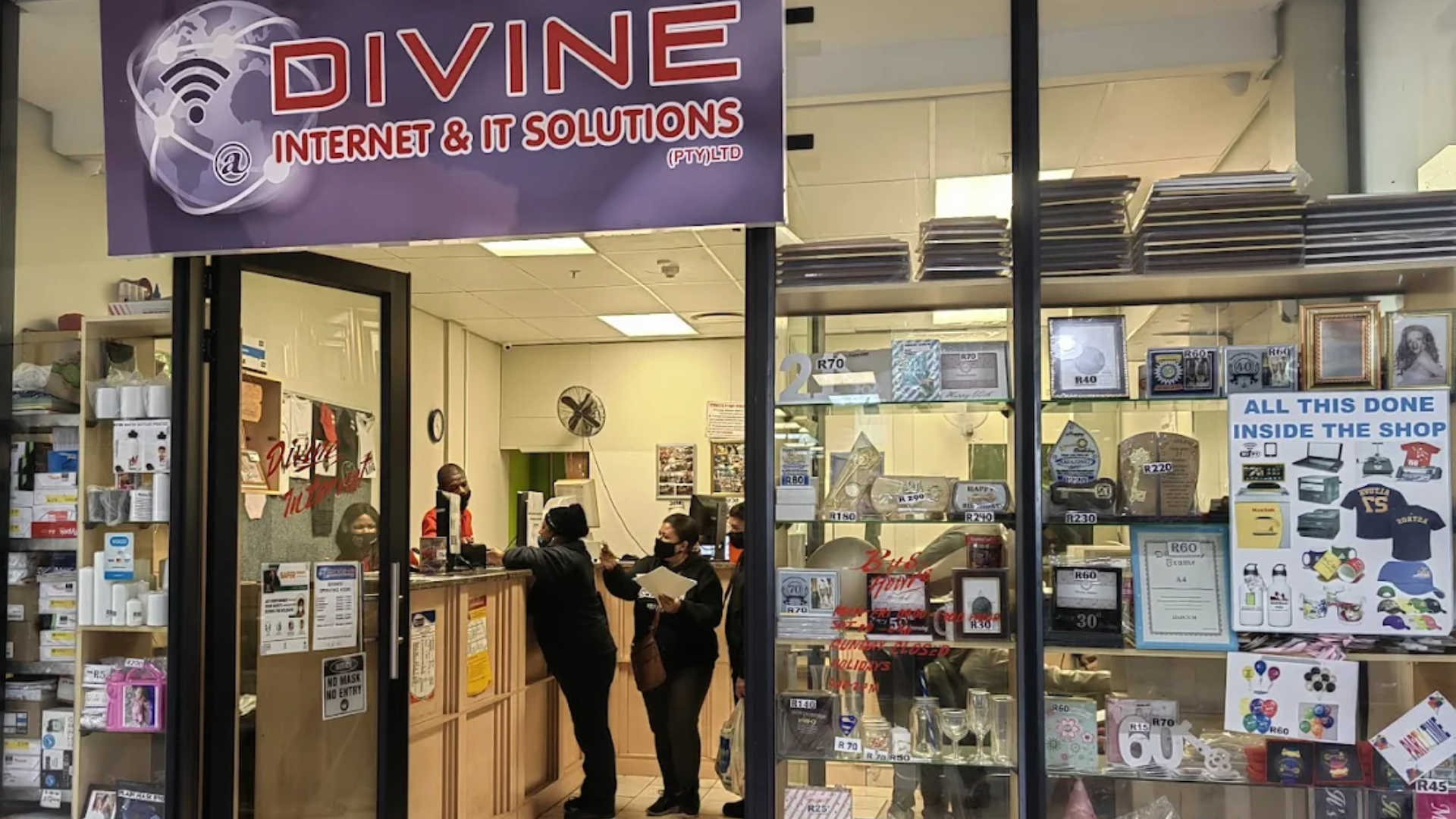 Internet café acting as a parcel pickup point